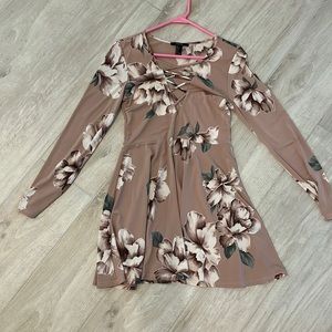 Floral long sleeve mini dress
